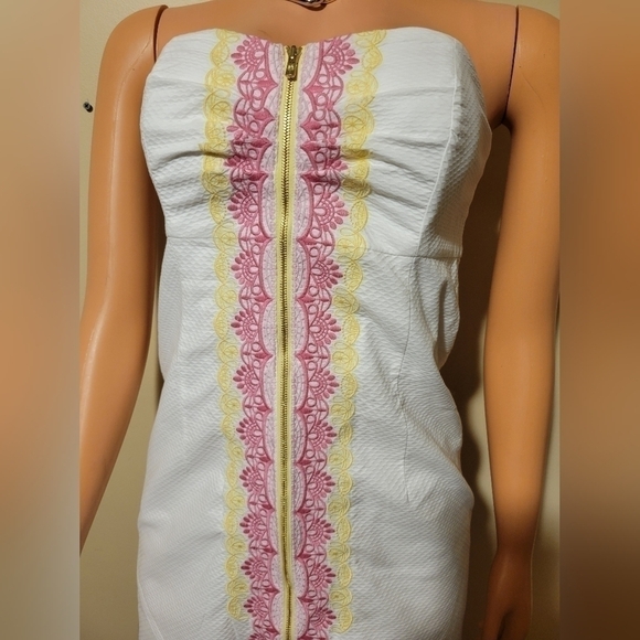 Lilly pulitzer White strapless zip up front dress si6. - Picture 3 of 11